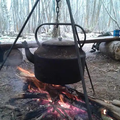Using a Kettle Over a Campfire