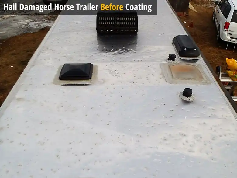 An RV roof with scattered hail dents versus concentrated damage